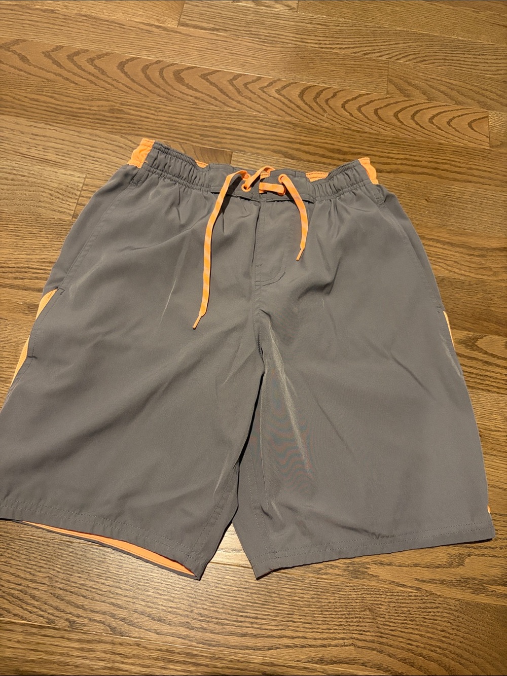 Nike Men's Gray Swim Trunks with Orange Accents Size M